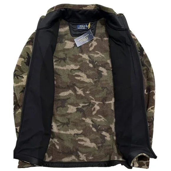 NEW $228 Polo Ralph Lauren Camo Fleece Knit Cardigan Sweater! S L Full Zip Front